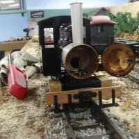 0-4-0 live steam Accucraft Ruby #1 with smoke-box door open.