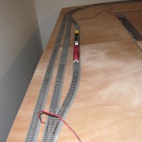 Added two single modules after picture taken so could extend this passing siding to hold more cars. Now holds fourteen or so with a loco.